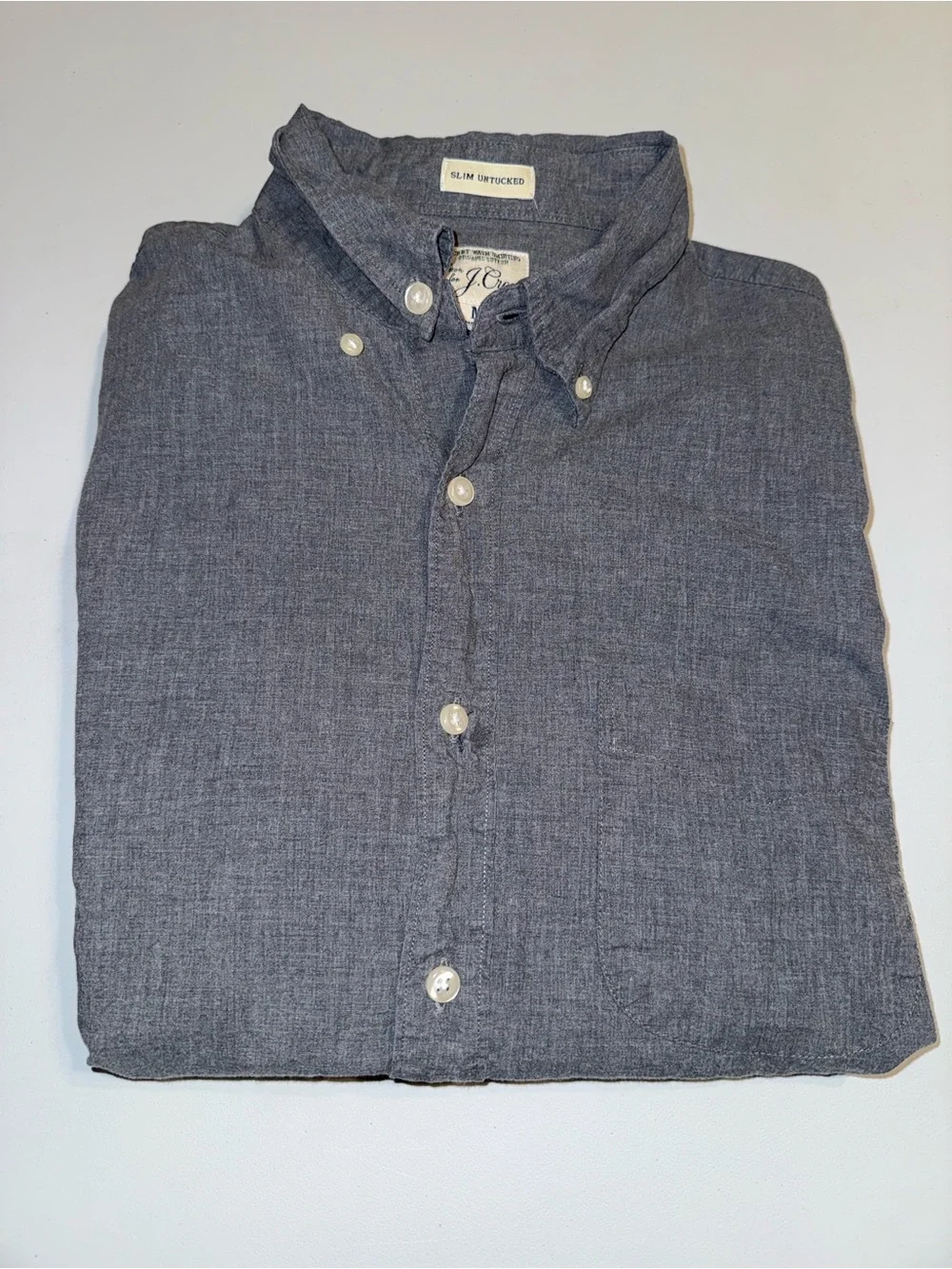 J. Crew Men’s LS Button-Down Slim Untucked Shirt in Blue Gray Size Medium